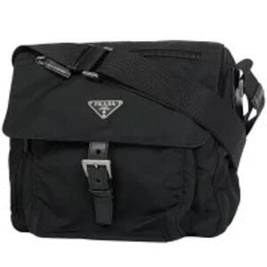 Prada Plate Shoulder Bag Crossbody Nero Black